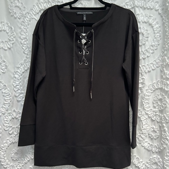 White House Black Market Lace Up Butter Lucca in Black - Picture 1 of 3